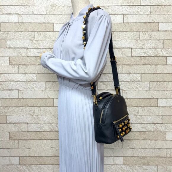 FENDI Shoulder Bag Cross Body 8BT281 leather 2way Borsavit Dolce Studs used - Picture 2 of 8